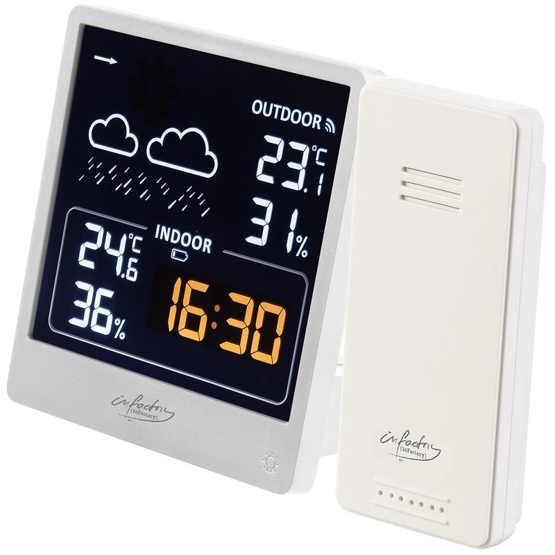 infactory Digital Barometer: Set of 2 Weather Station with Outdoor