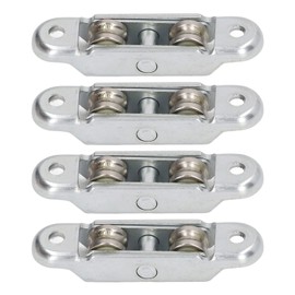 FLEXMAN 4Pcs Wheel Roller Pulley with Slot, Stainless Steel Sliding Door Window Double Roller Pulley for Sliding Doors, Window, Cabinets