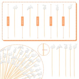 Easter Rabbit Cocktail Picks Fruit Dessert Sticks Sandwich Food Toothpicks Charcuterie Appetizer Skewers, 5 Inch, Handmade of Bamboo Wood, for Easter Decoration Party Supplies (Easter Bunny)