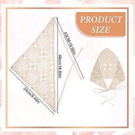 JJUNW Crochet Bandanas Headbands Head Scarf Hair Accessories for Women Girls Knitted Floral Hair for Hair Styling Festival Decor(Beige)