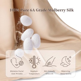 100% Pure Mulberry Silk Pillowcase Silk Pillow Cases for Hair and Skin with Hidden Zipper,6A High-Grade Fibers Dual Sides Silk Pillow Cover for Men and Women. (Champagne, King (20"*36"))