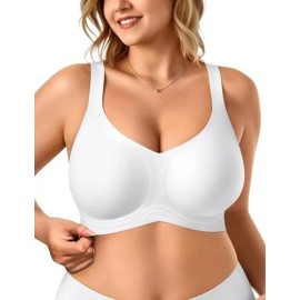 Women s No Bulge Bra Wireless Seamless Wide Straps for Large BustColor: White, Cup Size: Xxxl