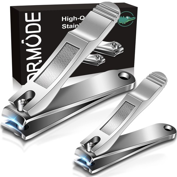 DRMODE Nail Clippers for Fingernails and Toenails with Build-in Nail File, Stainless Steel Sharp Nail Clipper Nail Care Set for Men and Women - 2 Pieces