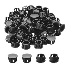 MECCANIXITY 78Pcs Plastic Hole Plugs, 9/16" x 3/8"(DxH) Hole Cover Tubing End Cap for Round Holes(12mm), Table Chair Floor Protector Furniture Cupboard Shelves, Black