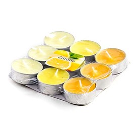 DARO DEKO Scented Tea Lights - Lavender, Lemon, Rose, Apple - 9 or 36 Pieces (Pack of 9, Lemon)