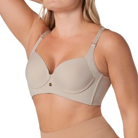 Leonisa Back Smoothing Bra Full Coverage Underwire Support - Minimizer Bras for Women Beige