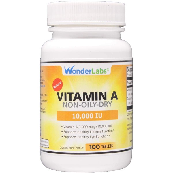 Wonder Laboratories Vitamin A 10,000 IU, as Palmitate, from Cod Fish Liver Oil – 100 Tablets