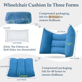 Wheelchair Cushion for Pressure Relief Lateral Support for Wheelchair Seniors Back Support Cushion Improve Sitting Posture, So That The Elderly Sit in The Wheelchair More Comfortable