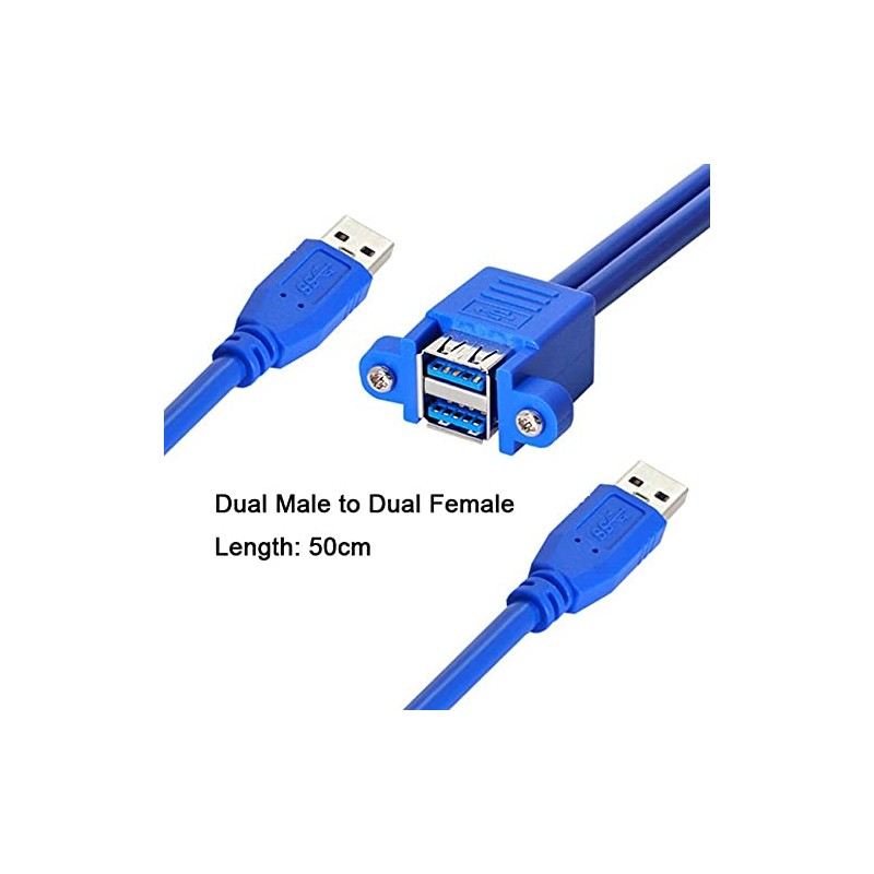 Cablecc Combo Dual USB 3.0 macho a hembra apilable 50
