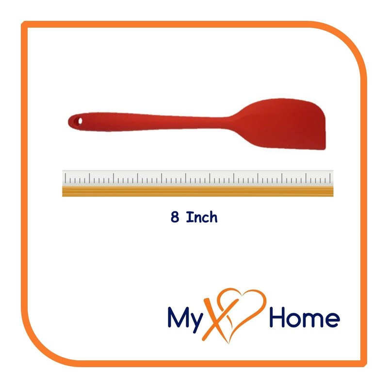 MyXoHome 8" Red Silicone Spatula & Slotted Turner Set by