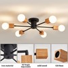 Fivootvi Semi Flush Mount Wood Ceiling Light Fixture 6-Lights Rustic
