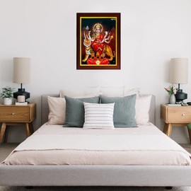 zig zag Durga Maa Sherawali Photo Frame For wall / Table / Pooja room Size Medium ( 13.5x9.5 inches, Acrylic Glass)