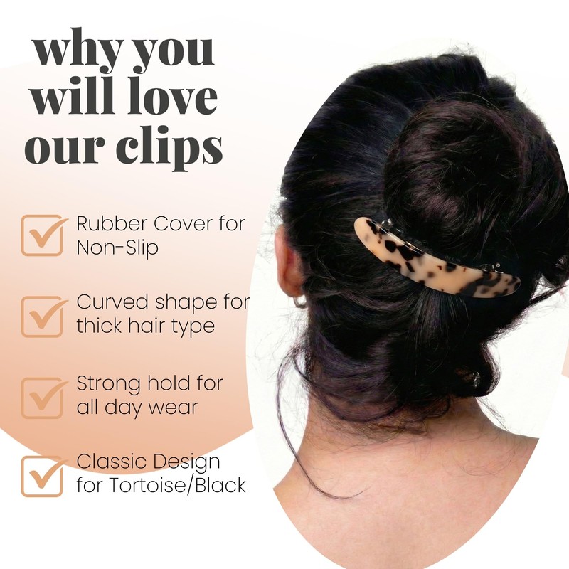 Basic Sense Large Metal Hair Clips for Women, Oval -