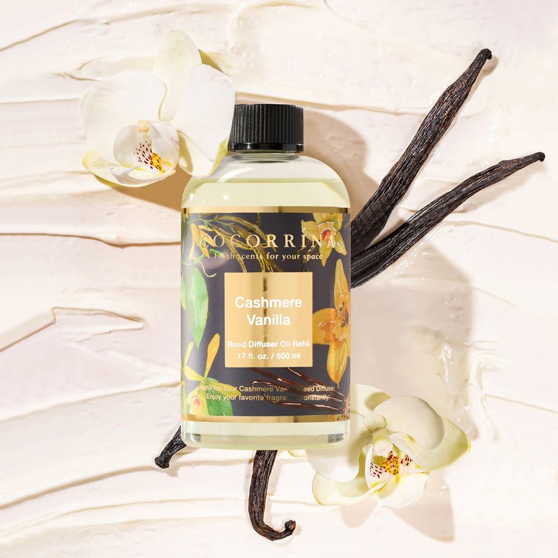 Cocorrína Reed Diffuser Refill Cashmere Vanilla 17oz (500ml) with 8