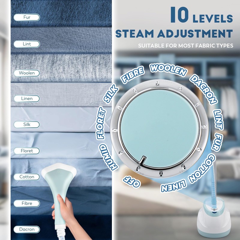 CGOLDENWALL 2-in-1 Standing Garment Steamer for Clothes with Flat &