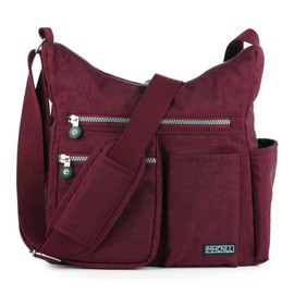 MHCNLL Crossbody Bag with Anti Theft RFID Pocket - Women Lightweight Water-Resistant Purse (Red wine)