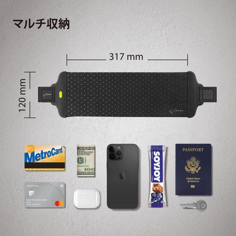 [Bone] Running Pouch, Non-Shaking, Lightweight, Waist Pouch, Large Capacity, Jogging