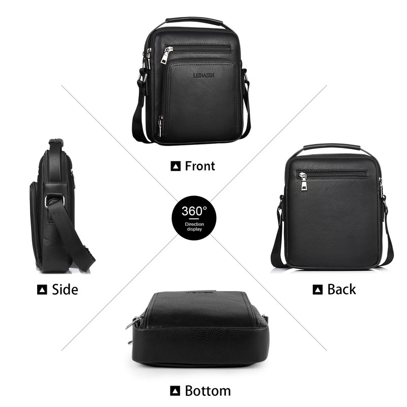 Naudamp Men's Shoulder Bag Leather Shoulder Bag Casual Waterproof Bag