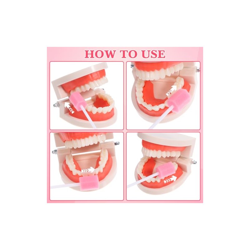 KALLORY 100 Hisopos Bucales con Esponja para Cuidado Oral, Bastoncillos