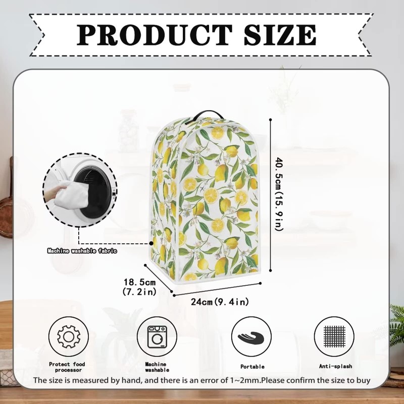 HUISEFOR Lemon Print Blender Covers Kitchen Food Processor Covers with