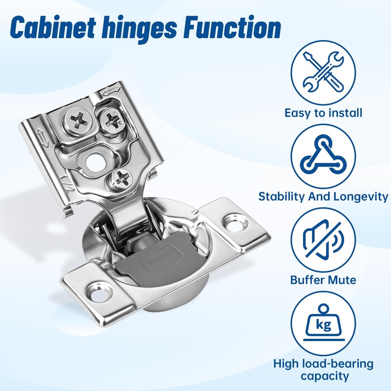 10Pack (5 Pairs) 1/2 inch Overlay Soft Close Door Hinges,TopDirect