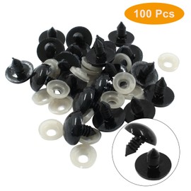 Hitefu 100 Pieces Large Safety Eye 18mm 0.7"" Black Plastic Doll Eye with Washer - Solid Craft Doll Eye for DIY Puppet Crafts Teddy Bear Amigurumi Making Supplies, YooheyzhzhA2024010505
