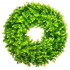 SEVENLOVE 22“ Boxwood Wreath for Front Door,Spring ，Summer All Season Wreaths, Farmhouse Door Wreath Outdoor Indoor for All Seasons Decor