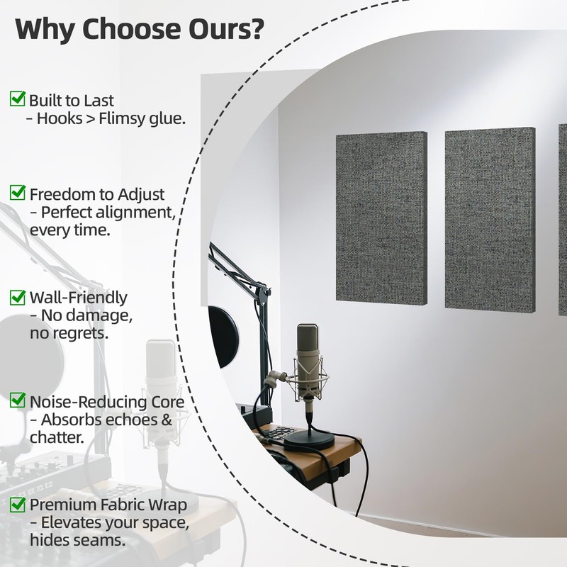 Art3dwallpanels 4 PCS Acoustic Panels, 24''x12'' Fabric Soundproof Wall Panels,