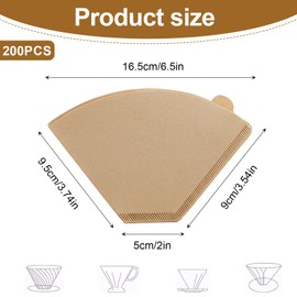 Zyiphor Pack of 200 Coffee Filters Paper Coffee Filters Size 2 Coffee Paper Filters U-Shape Cone Coffee Filters for Home Office Filter Cups Hand Filter (Brown)