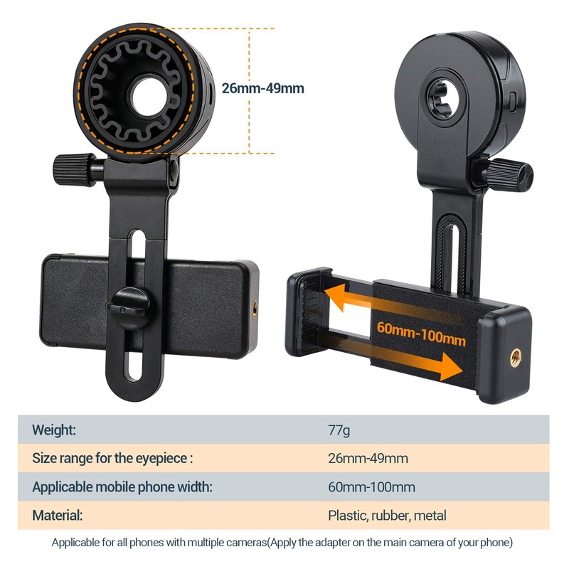 LAKWAR Telescope Phone Adapter, Universal Cell Phone Mount Compatible Binoculars,