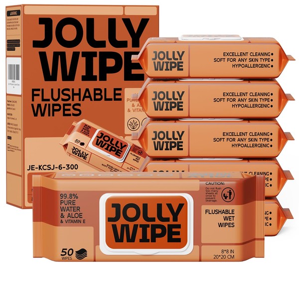 JOLLY WIPE Wet Wipes Flushable, Extra-Large Flushable Wipes for Adults,