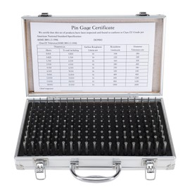 Everkeen Pin Gauge Set, Pins Gage Tools Minus M1 with Aluminum Case for Carpenters 0.061" to 0.250" 190pcs Class ZZ Heat Treated 60-62 RC 2" Length Precision Machinist Gauges Steel