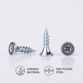 (Pack of 1000 pcs) Zinc Plated Steel Wood Screws 3.0 x 12 mm, Pozi-Drive Head Screws, Fasteners, Countersunk, Chipboard Screws (1000)
