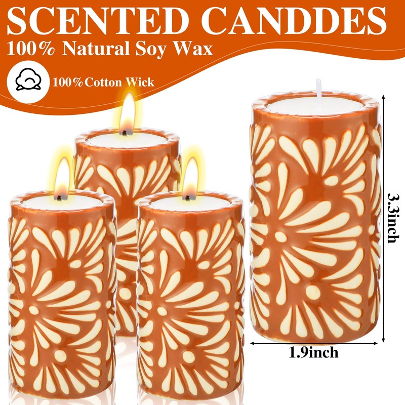 Lounsweer 4-Pack Mexican Talavera Candle Set - Scented Tequila Shot