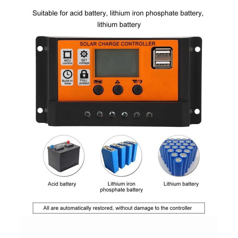 Solar Charge Controller LCD Display 3 Stage Management Solar Panel