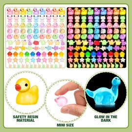 Barydat 400 Pcs Mini Resin Animals Figures Bulk for Pranks Hide Crafts Resin Miniature Toys Garden Accessories Mini Stuff for Valentine's Day Party Favors Garden Decoration (Luminous)