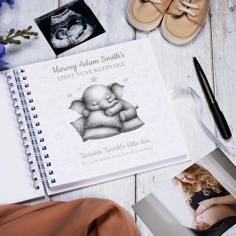 Baby Memory Book and Journal, First Year Milestone Album with