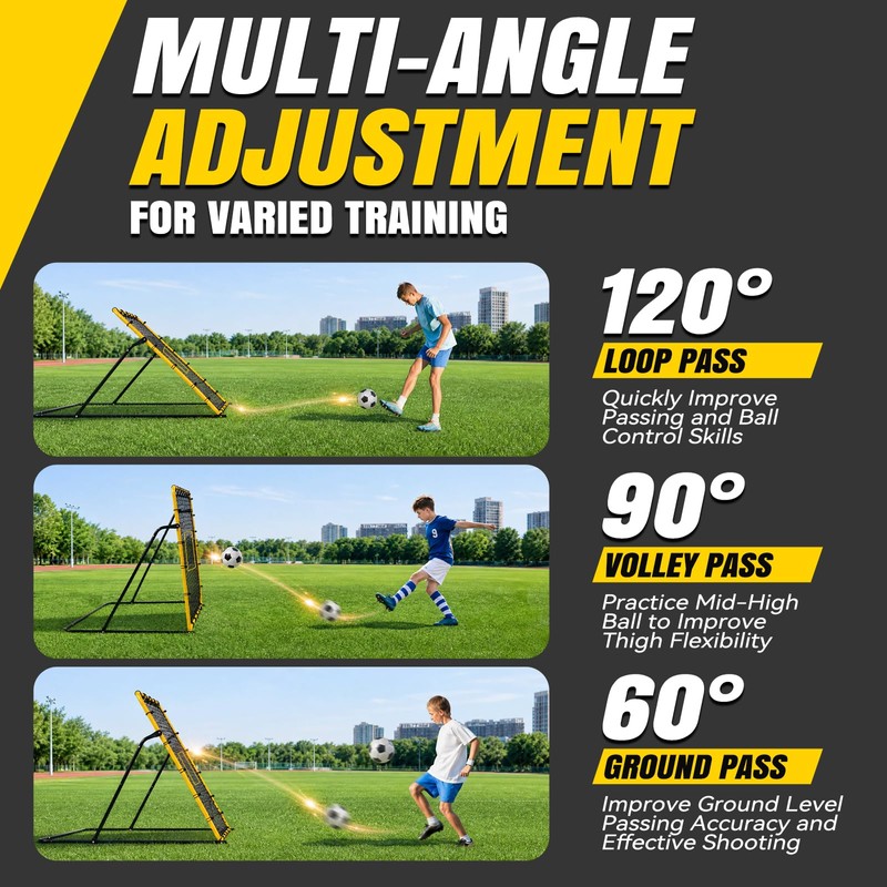 JIRTEMOT 5×4FT 3-in-1 Soccer Rebounder & Goal Net Set
