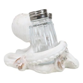 Ebros Gift Nautical Marine Deep Sea Cephalopod Octopus Kraken Tentacles Seasoning Salt And Pepper Shakers Holder Figurine Set Kitchen Dining Table Decor (Distressed Antique White)