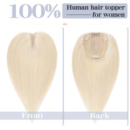 S-noilite Human Hair Toppers for Thinning Hair Women UK Topper Hair Piece Clip in Toupee 100% Remy Real 45g（#60 Platinum Blonde, 14 Inch）