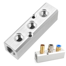 Compressed Air Distributor Compressed Air Coupling Pneumatic Distributor Connection - 3-Way 5 Hole Air Flow Distribution Suitable 1/2 1/4 Coupling Plug Compressor Accessories Hose Distributor