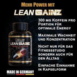 Lean Gainz - The Body Transformer mit unseren Koffeinkapseln bekommst den den Focus den du brauchst - 100 Kapseln - Die All-in-One-Lösung für deine mentale Leistung - Made in Germany