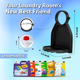 [2 Pack] Laundry Detergent Cup Holder with Silicone Drip Catcher for Easy Cleaning, Metal Screw for Secure Fit, Prevents Messes and Leaks in Your Laundry Room (Black)