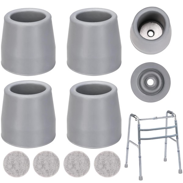 Dexspoeny 8Pcs Walker Tips Set Heavy Duty 1” Replacement, 4