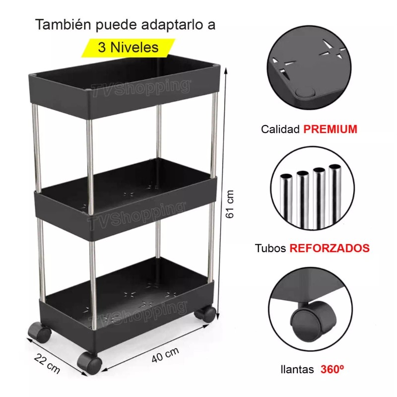 #TVShopping Carro Organizador De Almacenamiento Con Ruedas De 4 Niveles