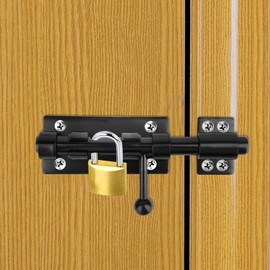 Barrel Bolt with Padlock Hole, 16 cm Lockable Door Latch 304 Stainless Steel, Bolt Latch with Fixing Screws