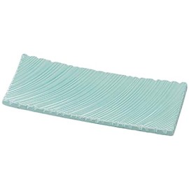 J-kitchens 873989 Serving Plate, 12.2 inches (31 cm), Corrugated Wave Carving Plate, Deep Sea Celadon Plant, 12.4 inches (31.4 cm), Made in Japan