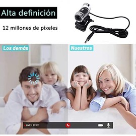 ASHATA A859 USB 2.0 HD Webcam, 12M Píxeles Clip-on USB Video Web Cámara con Micrófono, con 360 ° Soporte Giratorio, para para/XP / 2003/7 / 8 / Vista 32bit, para CC2000, Aim, ICQ,