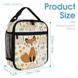 Fiwsuyr Fox Lunch Box for All Seasons10 Inch Reusable Insulated Lunch Bag