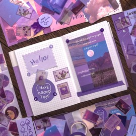 Scrapbooking Supplies Kit, 351pcs Bullet Junk Journal Kit with Journaling Supplies Aesthetic Scrapbook Paper A6 Grid Notebook, Scrapbook Kit, Craft DIY Gift for Adult Teen Girl Kid Women, Moonlight